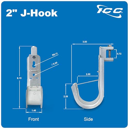 ICC Beam Clamp J Hook 2” with Retainer Clip - Galvanized Steel Cable Management Hooks for Hanging Cable to Beams - Rust-Resistant, EIA and TIA Compliant - 2 Inch 25 Pack - size: 2 In, style: Beam Clamp