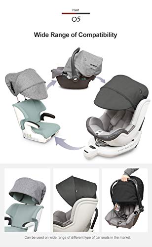 Manito Sun Shade Extender/Auxiliary Canopy for Car Seat (Black Grey) - color: Black Grey