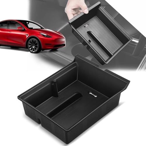 YHTAUTO Center Console Organizer Tray Fit for Tesla Model 3 2021-2023 Model Y 2021-2024, Center Control Console Storage Box with Sunglass Holder Non-slip (Not for Model 3 2024 Highland) - color: Center Console