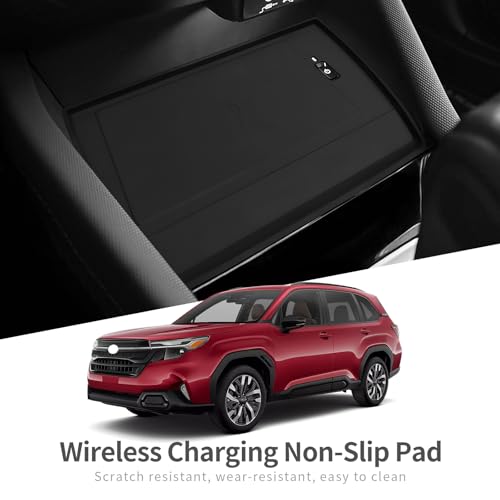 SMABEE Center Console Wireless Charging Protective Mat for Subaru Forester 2025 Accessories Silicone Non-Slip Pad Interior (Only Fit for Wireless Charging) Black - size: Wireless Charging Protective Mat