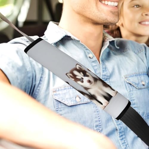 Fashion Car Seat Belt Covers Soft Cushion Pad Car Shoulder Strap Harness Pad Siberian Husky Puppies Dogs Husky - color: Color353