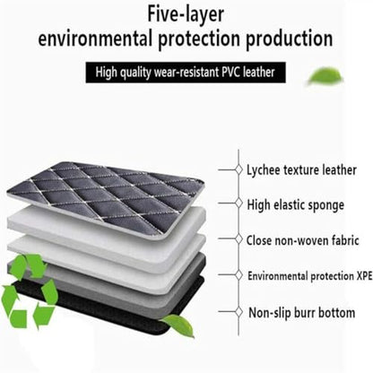Custom Car Mats All Weather Fit Automotive Floor Mats PU Leather Protector Mat for Most Sedan, SUV, Truck (Black Red) - color: Black Red
