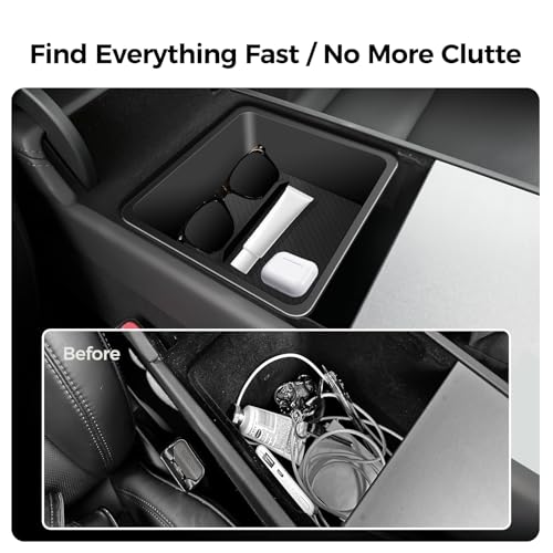 Center Console Organizer 5PCS Compatible with Tesla Model Y Juniper2026, Armrest Storage Tray, Hidden Storage Box, Cup Holder, Phone Holder – Interior Accessories for New Model Y/3 2025