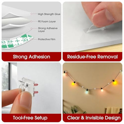 Latoxcaa 120PCS Heavy-Duty Adhesive Cable Clips, Clear Traceless Cord Organizer & Wire Holders for Wall, Desk, Car, LED Strips and Outdoor Lights (Small) - size: 120 small