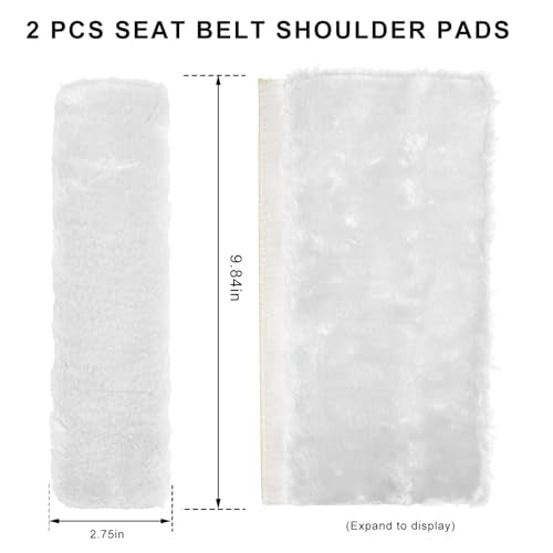 Sun Walker 2PCS Seat Belt Shoulder Pads, Fluffy Soft Plush Auto Seat Belt Pads for Protecting Your Neck & Shoulder, Comfortable Seatbelt Cover Warm Protective Cushion for Most Cars (White) - color: White