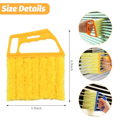 3PCS Blind Cleaner Duster Tool, 7 Fingers Microfiber Handheld Shutter Cleaning Brush for Car Air Conditioner, Detachable Auto Air Vent Dusting Cleaner, Universal for Most Vehicles (Yellow) - color: Yellow