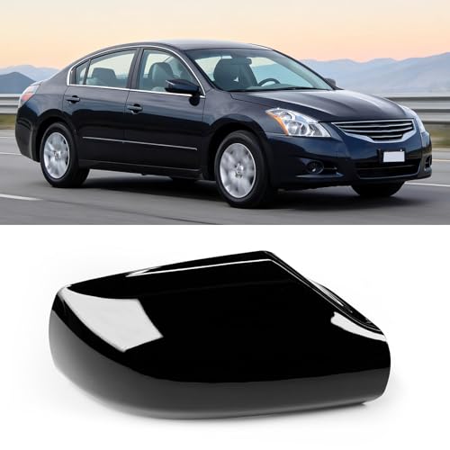 Moonlinks Mirror Cover Replacement Compatible With Nissan Altima 2.5L 2007 2008 2009 2010 2011 2012, Glossy Black Right Passenger Side Clip-on Mirror Cap WITHOUT Turn Signal, Replace for 96301-JB13E - color: Right Black