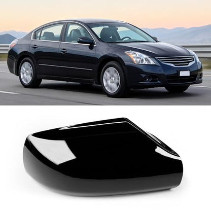 Moonlinks Mirror Cover Replacement Compatible With Nissan Altima 2.5L 2007 2008 2009 2010 2011 2012, Glossy Black Right Passenger Side Clip-on Mirror Cap WITHOUT Turn Signal, Replace for 96301-JB13E - color: Right Black