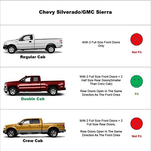 194040 Side Wind Vent Deflector, 4pcs in Channel Dark Smoke Rain Guards Set, Window Visors fit for 2007-2013 Chevy Silverado/GMC Sierra 1500,2007-2014 2500HD/3500HD with Extended Cab - size: 07-13 Double/Extend Cab（In Channel)