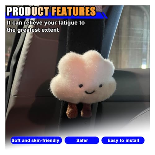 Fluffy Cloud Car Seat Belt Pads - Cute Seat Belt Covers for More Comfortable Driving - Safety Seatbelt Shoulder Strap Cushion Protect Shoulder and Neck - Backpack Shoulder Pad for Kids Adults (2PCS) - size: 2PCS