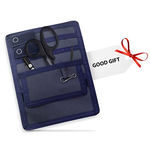 ASA TECHMED Nurse Pocket Organizer, Nylon 5 Pocket Nurse Scrub Organizer, 6 Inch x 5 inch, Navy Blue - color: Navy Blue