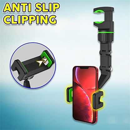 Ivieicip 360° Car Rearview Mirror Mount Stand Holder for Cell Phone and GPS, 2023 New Universal Adjustable Phone Holder, Can Be Fixed and Adjusted Automobile Cradles, Suitable for All Phone Models - color: Green