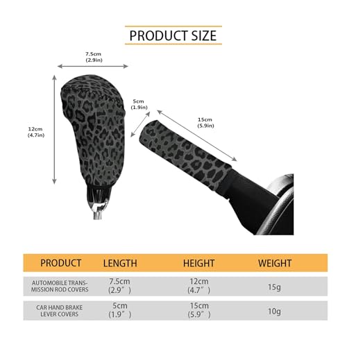 Jeiento Black Leopard Pattern Car Interior Accessiores for Men Women - Auto Gear Shift Knob Cover + Handbrake Cover Set Non-Slip Soft Fit Most Cars Sedan SUV Van Truck, - color: black leopard