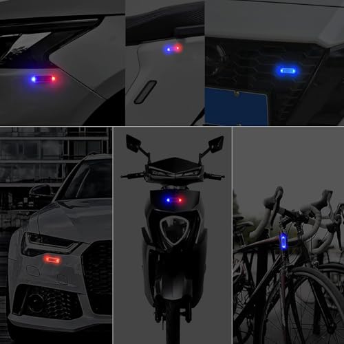 2Pack Solar Warning Lamp,WONFAST Waterproof Mini LED Solar Car Flashing Alarm Safety Lamp Bar Emergency Security Strobe Light for Bike Motorcycles SUV Truck Vehicle Night Driving (Red/Blue) - color: Red/Blue