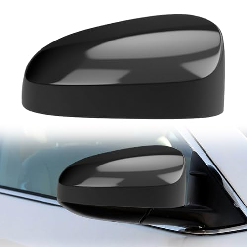 Glossy Black Right Passenger Side Mirror Cover Cap Housing Compatible with 2015 2016 2017 Toyota Camry without Turn Signal Model