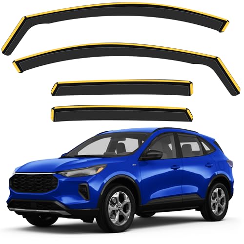 Shatterproof in-Channel Rain Guards for Ford Escape 2020-2026, Clip-on Window Deflectors Vent Window Visors Rain Sun Wind Guards Shade Deflectors, 4 pcs - size: For Escape 2020-2026