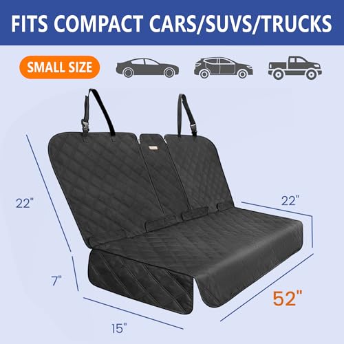 ALLANSING Back Seat Cover for Compact Cars/SUVs Rear Split Bench - 900D Oxford Waterproof Non-Slip Car Seat Protector for Messy Kids & Drooling Dogs, Easy Clean(Black) - size: Small-52"W