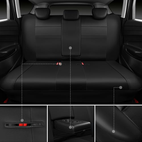 CAR PASS Leather Seat Covers Full Set Universal Water Resistant 3D Foam Back Support, Luxury Comfort Automotive 5 Seat Covers All Season Fit for SUV,Sedan,Van, Airbag Compatible Elegance(Pure Black) - color: All Black