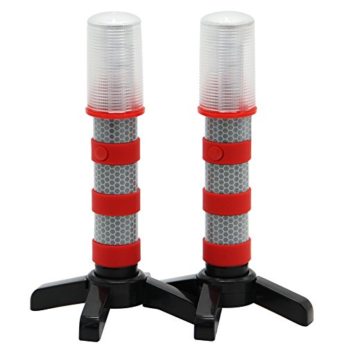 Twinkle Star Emergency Roadside Flares Kit LED Safety Strobe Road Warning Light Highway Beacon Alert Flare with Magnetic Base, Detachable Stand, Solid Storage Case (Set of 2) - color: Gray, size: 2 Sets