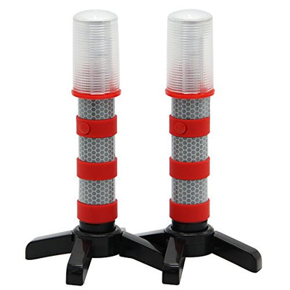 Twinkle Star Emergency Roadside Flares Kit LED Safety Strobe Road Warning Light Highway Beacon Alert Flare with Magnetic Base, Detachable Stand, Solid Storage Case (Set of 2) - color: Gray, size: 2 Sets