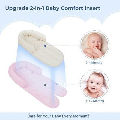 COOLBEBE New 2-in-1 Babybody Supports for Baby Newborn Infants - Extra Soft Stroller Cushion Pads Car Seat Insert, Seasons, Pink - color: Pink-1