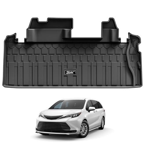 3W Cargo Mat Custom Fit for 2021-2026 Toyota Sienna, TPE Trunk Mat for Sienna 7 Seat & 8 Seat Car Accessories, Heavy Duty Cargo Liner - size: 1. Toyota Sienna|21-26|cargo Liner