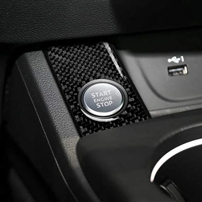 NVCNX Real Carbon Fiber Compatible with Audi B9 A4 S4 2017-2025 / A5 S5 RS5 2018-2025 2019 2020 2021 2022 2023 2024 Car Engine Push Start Stop Button Panel Cover Sticker Interior Trim Accessories 1PC - color: Engine Push Start Stop Button Panel