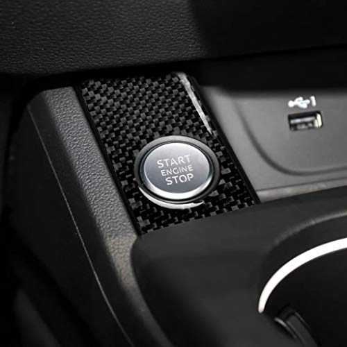 NVCNX Real Carbon Fiber Compatible with Audi B9 A4 S4 2017-2025 / A5 S5 RS5 2018-2025 2019 2020 2021 2022 2023 2024 Car Engine Push Start Stop Button Panel Cover Sticker Interior Trim Accessories 1PC - color: Engine Push Start Stop Button Panel