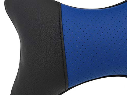 Car Neck Pillows 2pcs Pack Car Headrest Pillow Pu Leather Car Cervical Pillows for Traveling Car Pillows Filled by Fiber (Black) (Black Blue) - color: Black Blue