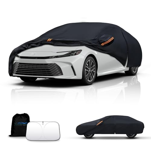 Waterproof Car Cover All-Weather, Heavy-Duty Outdoor Full Exterior Automobiles Snow Cover for Sedan 186-193 inch with Sun Visor,Zippered & Storage Bag - Black - size: Fit Sedan Length 186-193 inch(3XL)