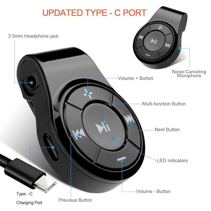 Bluetooth Receiver/Car Kit, Bluebyte Clip Wireless Audio Receiver for Headphones car Audio,Wireless Adapter Support Hands-Free Calling,Bluetooth 5.0 Low Latency for Music(Glossy Black).