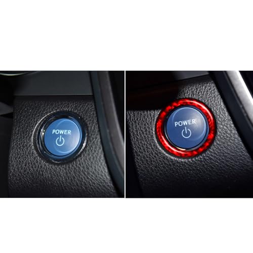 Super Glossy Red Durable Carbon Fiber Compatible with Toyota Camry 2018-2024 Accessories Car Key Ignition Push Start Button Cover Interior Trim Sticker Decal - color: Engine Start Stop Ring Trim