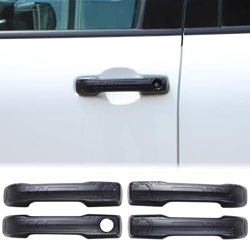 Aunginsy Car Exterior Door Handle Trim Covers Compatible with Toyota Tundra/Sequoia 2022-2025 Front Rear Door Handle Cover Outside Door Handle Outer Covers Protector Shell ABS Accessories, Mech Style - color: Matte Black(Mech style)
