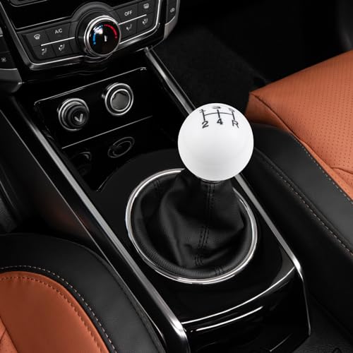 Abfer Ball Shift Knob 5 Speed Round Gear Stick Shifter Knobs Car Shifting Lever Handle Transmission Fit for Most Automatic Manual Vehicles (White) - color: White