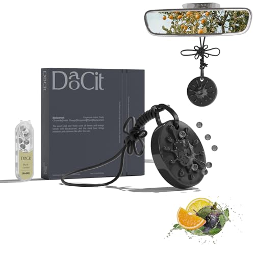Car Air Freshener Hanging, Refillable Essential Oil Diffuser with 7 Beads + 14 Refills, Long Lasting 40-50 Days Odor Eliminator, Aromatherapy for New Car, Home, Men & Women - Blackcurrant
