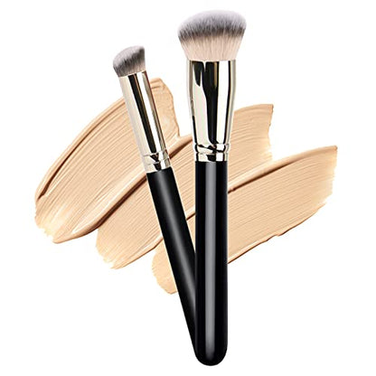 Makeup Brushes DPOLLA Pro Foundation Brush and Flawless Concealer Brush Perfect for Any Look Premium Luxe Hair Contour Brush Perfect for Blending Liquid,Buffing,Cream,Sculpting,Mineral Makeup - color: Black