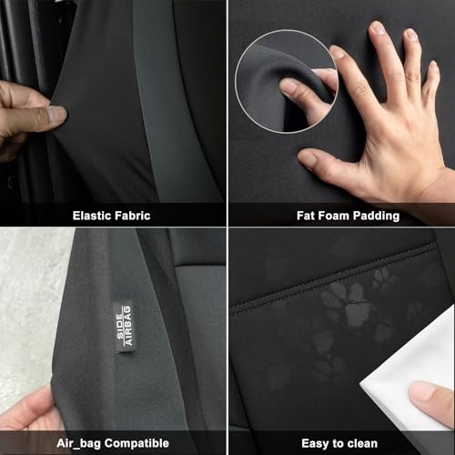 GIANT PANDA Neoprene Full Set Car Seat Covers, Leak-Proof & Waterproof Front&Rear/Back Car Seat Protector Fit 95% Cars Sedans SUV（Grey/Gary+Black） - color: Grey&Black, size: Full Set