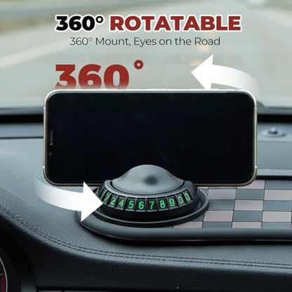 Multifunctional Car Anti-Slip Mat with 360° Rotating Phone Holder & Temporary Parking Number, Anti Slip Mat for Car Dashboard, Multi Functional Cell Phone Holder for Sunglasses Keys Small Items (#B) - color: #B