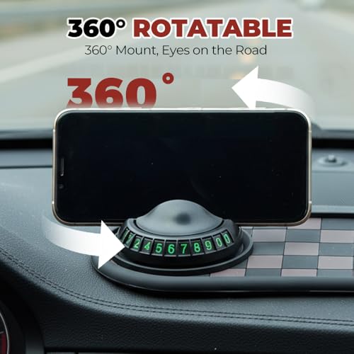 Multifunctional Car Anti-Slip Mat with 360° Rotating Phone Holder & Temporary Parking Number, Anti Slip Mat for Car Dashboard, Multi Functional Cell Phone Holder for Sunglasses Keys Small Items (#C) - color: #C