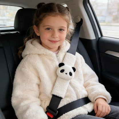 2 PCS Seat Belt Cover Pad, Cute Kawaii Animal Panda Seatbelt Covers for Kids and Adults, Winter Plush Fluffy Soft Seat Belt Cover, Cartoon Seatbelt Cushion,Car Seat Strap Pads (G-Panda) - color: G-Panda