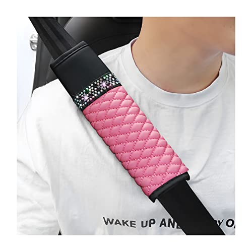 zipelo 2 Pcs Auto Seat Belt Cover, Breathable Leather Shoulder Pads Protect Your Neck, Harness Pads Strap for a More Comfortable Driving, Car Accessories Compatible with Adults Kids (Pink) - color: pink