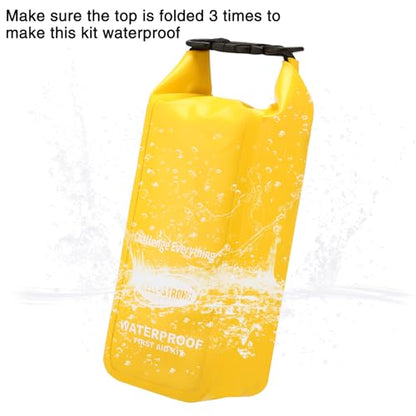 Boat First Aid Kit Waterproof, WELL-STRONG Marine Emergency Kit with Roll Top Dry Bag for Boating Fishing Kayaking – Water-Resistant Contents for Camping & Beach（Yellow） - color: Ws011-yellow