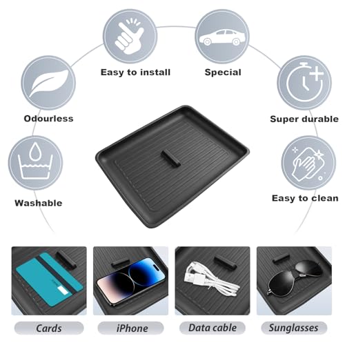 SKTU for 2026 Jeep Cherokee Wireless Charging Mat 2026+ Jeep Cherokee (Base/Laredo/Limited/Overland) Center Console Non-Slip Pad 2026 Cherokee Accessories 2026 Cherokee Rubber Console Mat Durable - color: 2026+ Cherokee Wireless Charging Mat