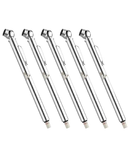 UNCO- Pencil Tire Pressure Gauge, 5 Pack, 10-75 PSI, Pencil Air Pressure Gauge for Tires - color: Silver, size: 5 Pack, 10-75 PSI