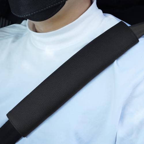 Car Seat Belt Covers for Adults Soft Leather Seatbelt Shoulder Pad Neck Cushion Protector Comfortable Driving Car Accessories Truck SUV Airplane Backpack (SC01Black-12.4in-1Pack) - color: SC01Black-12.4in-1Pack