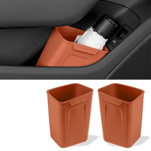 XmuxHai Car Interior Storage Box, Black Silicone Door Side Organizer with Umbrella Holder and Trash Can, Vehicle Accessory (Orange) - color: Orange