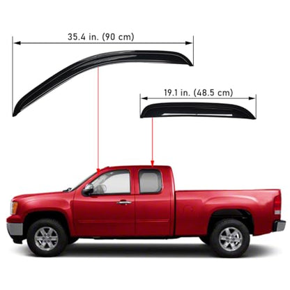 Lightronic Extra Durable Tape-on Auto Vent Window Visor, Fits 2007-2013 Chevrolet Silverado & GMC Sierra 1500; 2007-2014 Silve./Sierra 2500 HD & 3500 HD, Ext. Cab, UV-Protect Rain Guard, Smoke, 4-Pcs - size: Outside Mount