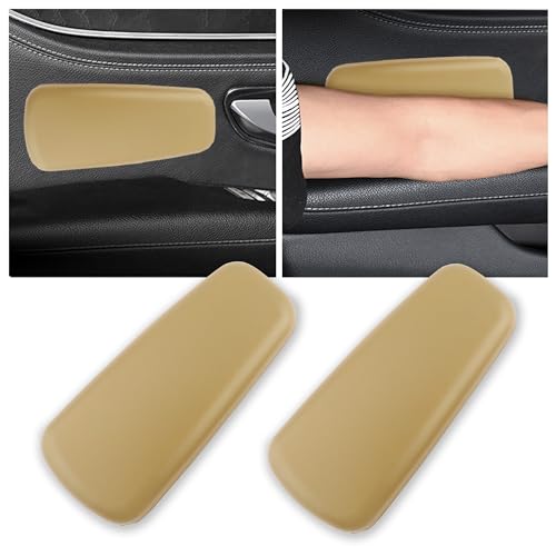 OFBAND 2PCS Elbow Pad Arm Rest, Soft Leather Arm Rest Pillow with One-Piece Molding for Comfortable Support, Universal Car Accessories, Knee Cushion, Door Armrest Pads (Beige) - color: Beige