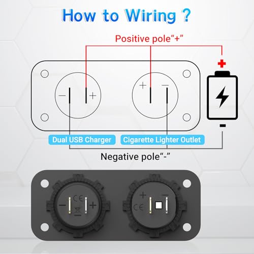 Cigarette Lighter Socket Qidoe 12V Splitter Panel 78W 12V USB Outlet Dual USB C PD&QC3.0 Car Charger Socket ON/Off Switch Waterproof 300W Power Cigarette USB Adapter for Car Marine RV - color: 2 in 1 - 3 USB