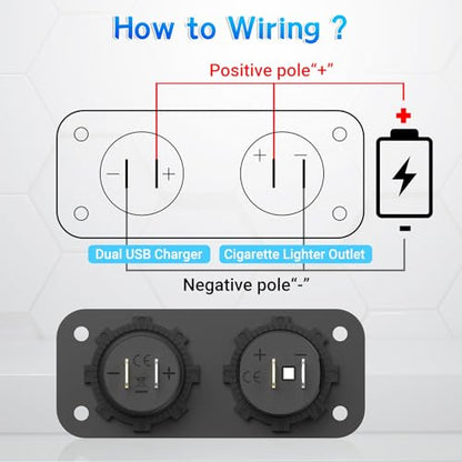 Cigarette Lighter Socket Qidoe 12V Splitter Panel 78W 12V USB Outlet Dual USB C PD&QC3.0 Car Charger Socket ON/Off Switch Waterproof 300W Power Cigarette USB Adapter for Car Marine RV - color: 2 in 1 - 3 USB